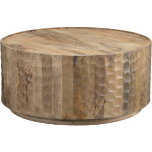 38.25 In. Round Brown Solid Wood Grain Coffee Table/cocktail Table