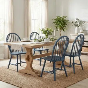 W Rectangle Tan Wood Dining Table