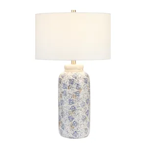 Ceramic Table Lamp With Drum Linen Shade