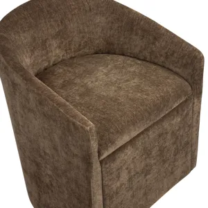 Set Of 2 Brown Upholstered Dining Chairs
