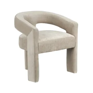 Set Of Two Tan Upholstered Dining Armchairs