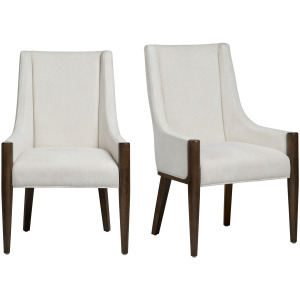 Set Of 2 Cream Upholstered Dining Arm Chairs