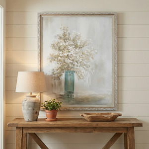 Soft Blooms Hand-painted Framed Canvas Wall Art