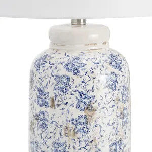 Ceramic Table Lamp With Drum Linen Shade