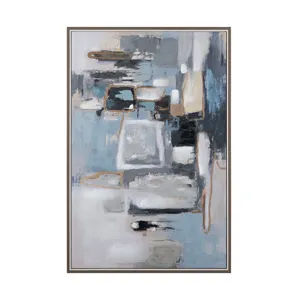 Blue Mirage Abstract Framed Canvas Wall Art