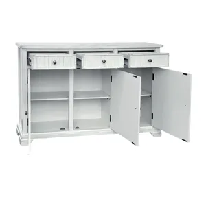 3-door, 3-drawer White Sideboard/credenza