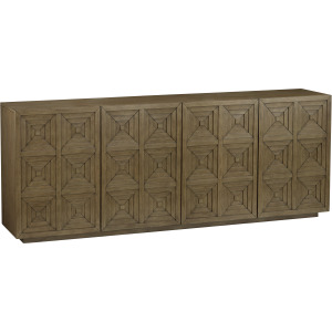 W Brown Wood Four Door Credenza Sideboard
