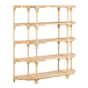 63.25 In. Tan Raffia 4 Shelf Etagere/bookcase