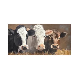 The Cow Crew Rustic Framed Canvas Wall Art
