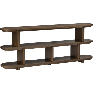 W Brown Wooden Three Shelf Accent Console Sofa Table