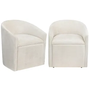 Set Of 2 White Upholstered Dining Chairs