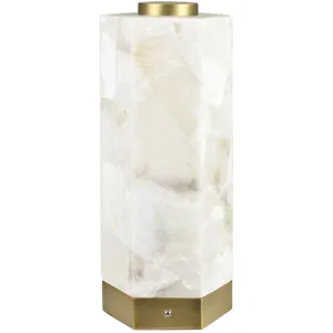 Gold Metal Accent Table Lamp With White Marble Shade