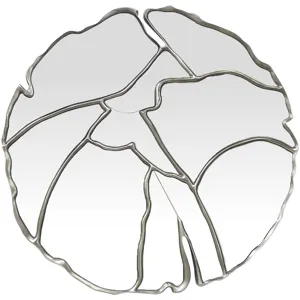Mirage Round Abstract Silver Leaf Pattern Wall Mirror