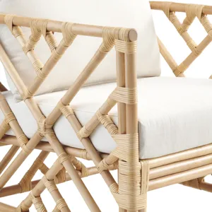 Upholstered Cane & Rattan Accent/arm Chair
