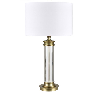 Crystal And Metal Table Lamp With White Linen Shade