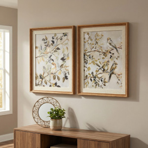 Songbird Duo 2-piece Framed Hand-painted Canvas