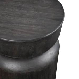 Round Brown Wooden Accent End Table