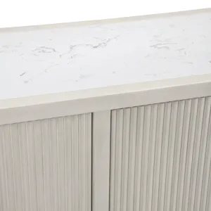 W Cream Wooden Four Door Credenza Sideboard