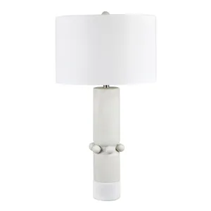 Modern Ceramic Table Lamp In Cream With White Linen Drum Shade