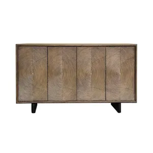 63 In. Brown 4 Door Media Credenza/sideboard