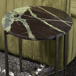 Round Green Marble Accent/end Table