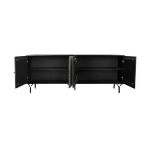 4-door Black/ivory Bone Inlay Media Credenza/sideboard