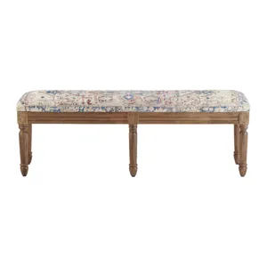 55.5 In. Multi-color Upholstered Accent Bench With Solid Wood Frame