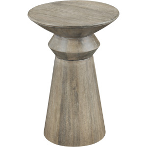Round Brown Wooden Accent End Table