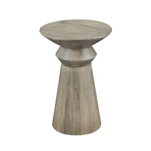 Round Brown Wooden Accent End Table