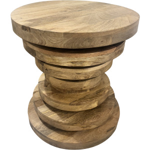 Solid Wood Round Natural Accent/end Table