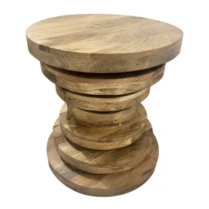 Solid Wood Round Natural Accent/end Table