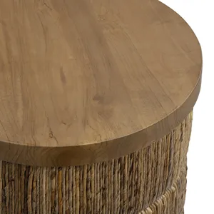 2 Pc Teak Wood Brown Storage Tables