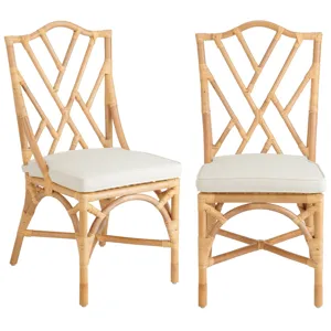 Set Of 2 Capri Cane/rattan Dining Chairs With Cushion