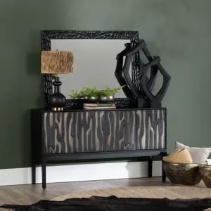 Smooth Black And Tan 4-door Media Credenza/sideboard