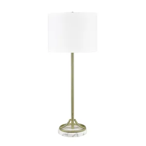 Metal And Marble Table Lamp With White Linen Shade