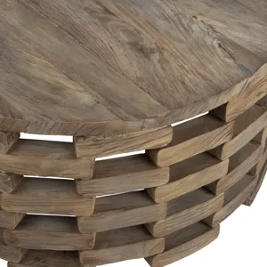 Brown Wood Round Cocktail Coffee Table