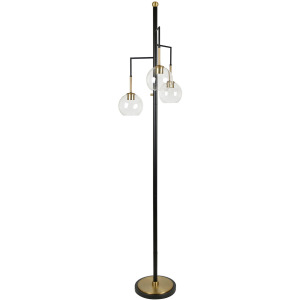 Black And Gold Metal Floor Lamp With Glass Shades