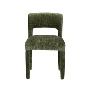 Set Of 2 Green Upholstered Dining Side Chairs