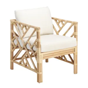 Upholstered Cane & Rattan Accent/arm Chair