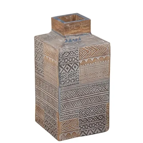 Taos Medium Carved Square Vase