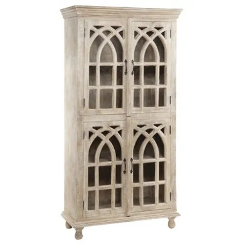 Bengal Manor Light Mango Wood Cathedral Design 4 Door Cabinet