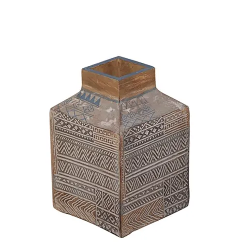 Taos Small Carved Square Vase