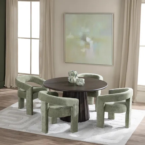 Set Of 2 Green Upholstered Dining/arm Chair