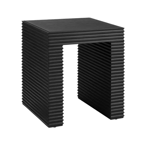 Square Black Wooden Accent End Table