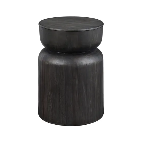 Round Brown Wooden Accent End Table