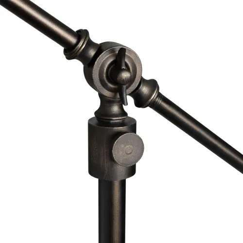 Bronze Adjustable Metal Table Lamp With Oatmeal Linen Drum Shade