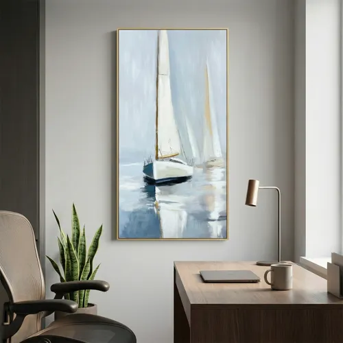 Calm Voyage Nautical Framed Canvas Wall Art