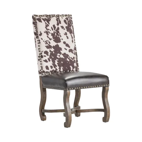 Mesquite Ranch Leather And Faux Cowhide Side Chair
