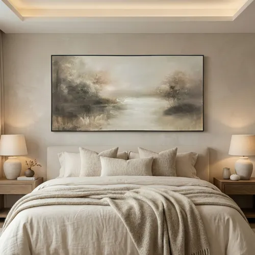 Quiet Clearing Rustic Mist Framed Canvas Wall Art