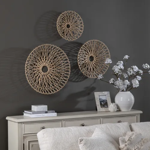 Sunburst 3-piece Boho Rattan Wall Decor Set